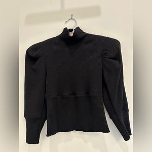 FREE PEOPLE black turtle neck with gathered sleeves